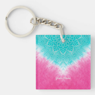 Rosa und blaue Gefärbte Krawatte mit Mandala Sway Schlüsselanhänger
