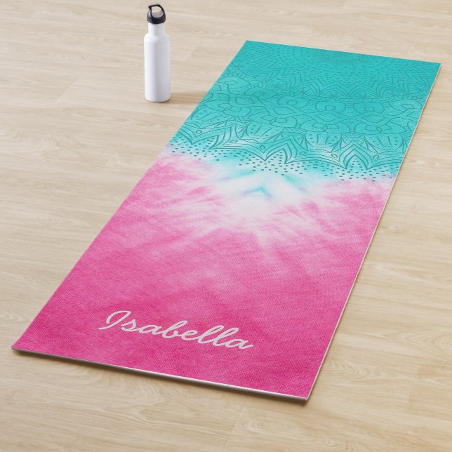 Rosa und blaue Gefärbte Krawatte mit Mandala Sway  Yogamatte (Beispiel)