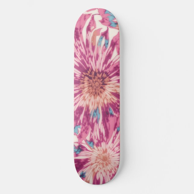 Rosa und blaue Gefärbte Krawatte Sonnenbrand Skateboard (Vorderseite)