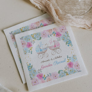 Rosa und blaue Gender-Dekoration Serviette