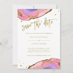 Rosa und blaue Geode und Gold   FOTO SAVE THE DATE