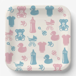 Rosa und blaue Geschlechtszugehörigkeit Pappteller