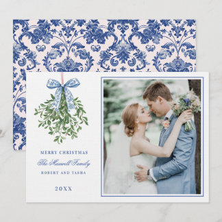 Rosa und blaue Grandmillennial Mistletoe Einladung