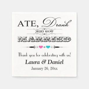 Rosa und blaue Herzen, Scrolls Hochzeiten von Napk Serviette