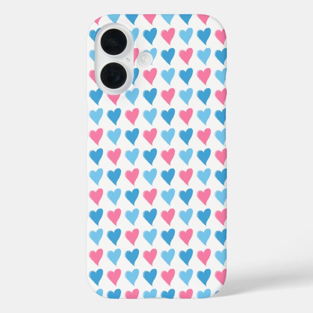 Rosa und blaue Herzen Valentine Case-Mate iPhone Hülle (Rückseite)
