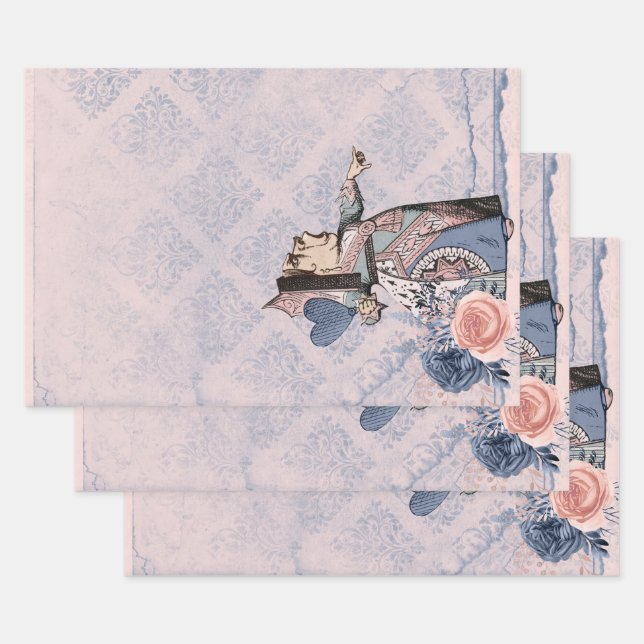 Rosa und blaue Herzkönigin Geschenkpapier Set (Set)