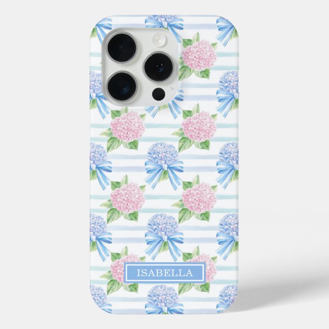 Rosa und Blaue Hortensien gestreift Case-Mate iPhone Hülle (Rückseite)