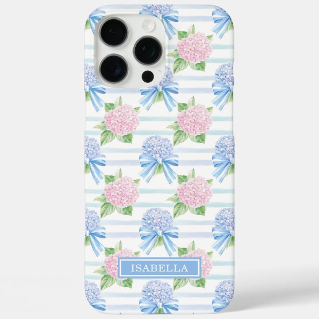 Rosa und Blaue Hortensien gestreift Case-Mate iPhone Hülle (Rückseite)
