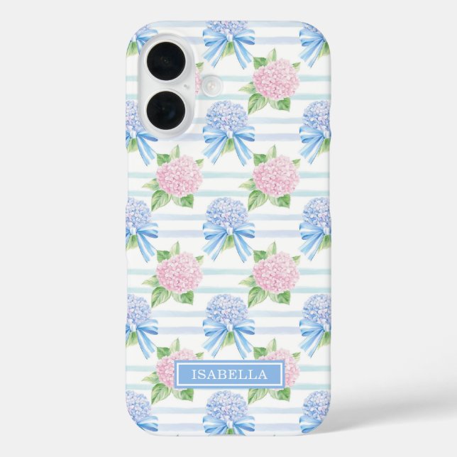 Rosa und Blaue Hortensien gestreift Case-Mate iPhone Hülle (Rückseite)