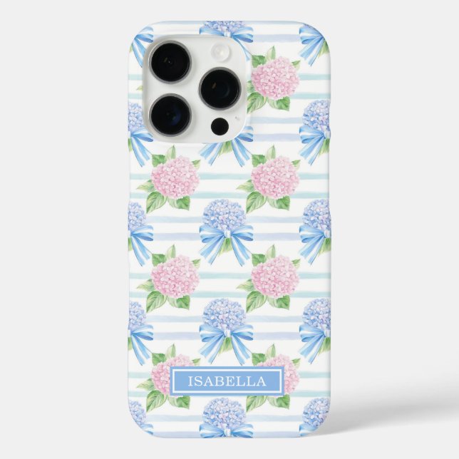 Rosa und Blaue Hortensien gestreift Case-Mate iPhone Hülle (Rückseite)
