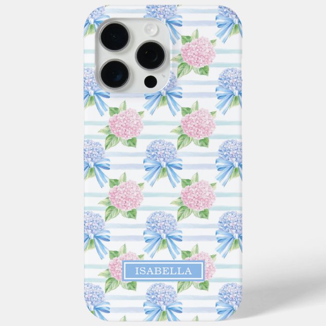 Rosa und Blaue Hortensien gestreift Case-Mate iPhone Hülle (Rückseite)