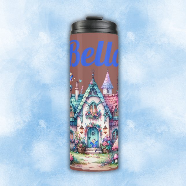 Rosa und blaue Hütte Core Monogram auf der Rose | Thermosbecher (Von Creator hochgeladen)