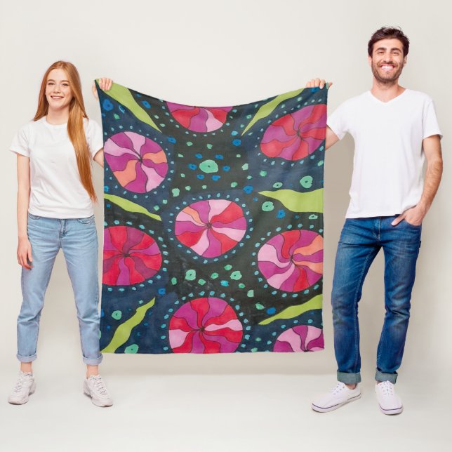 Rosa und blaue kosmische Pop Fleecedecke (Beispiel)