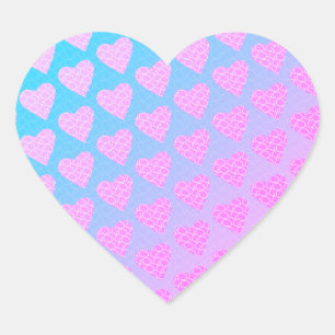 Rosa und Blaue Kritzelherzen Valentinstag Herz-Aufkleber