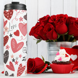 Rosa und blaue Liebe und Herz Kunst Thermosbecher