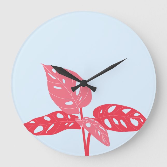 Rosa und blaue moderne Kunstmauer Große Wanduhr (Vorderseite)