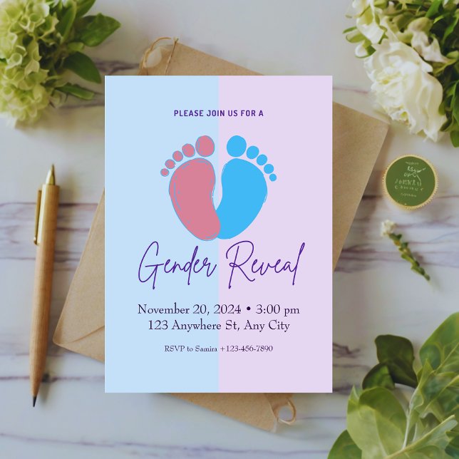 Rosa und blaue Niedliche Geschlechtskrankheit Einladung (Von Creator hochgeladen)