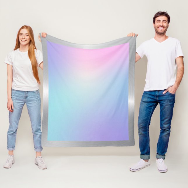 Rosa und blaue Ober mit silberfarbener Grenze Fleecedecke (Beispiel)