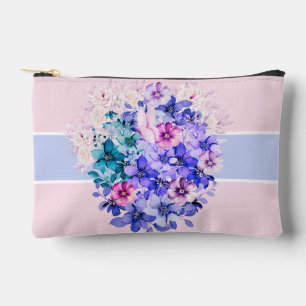 Rosa und blaue Pastell-Schmetterlings-Blumensträuß Zubehörtasche