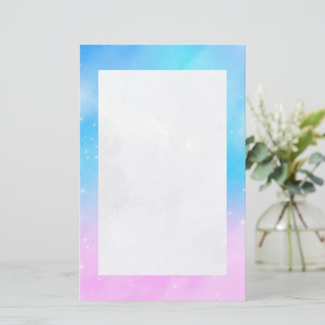 Rosa und blaue Pastellfarben Gradient Sky Briefpapier (Stehend Vorderseite)