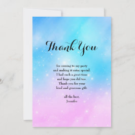 Rosa und blaue Pastellfarben Gradient Sky Dankeskarte