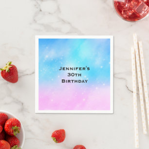 Rosa und blaue Pastellfarben Gradient Sky Geburtst Serviette