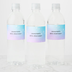 Rosa und blaue Pastellfarben Gradient Sky Geburtst Wasserflaschenetikett