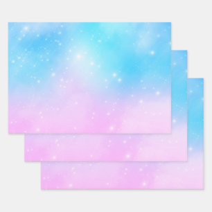 Rosa und blaue Pastellfarben Gradient Sky Geschenkpapier Set
