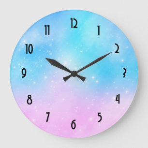 Rosa und blaue Pastellfarben Gradient Sky Große Wanduhr