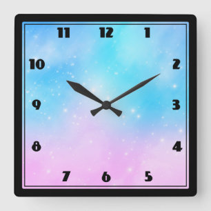 Rosa und blaue Pastellfarben Gradient Sky Quadratische Wanduhr