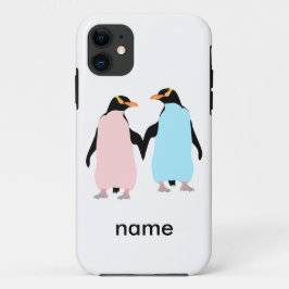 Rosa und blaue Pinguine halten Hände. Case-Mate iPhone Hülle