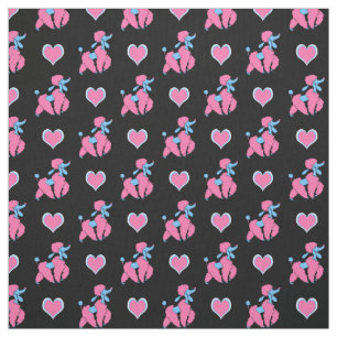 Rosa und blaue Poodles und Herzen Muster Stoff
