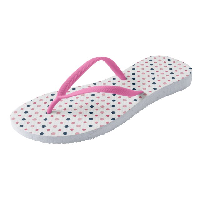 Rosa und blaue Punkte Flip Flops (Schrägansicht)