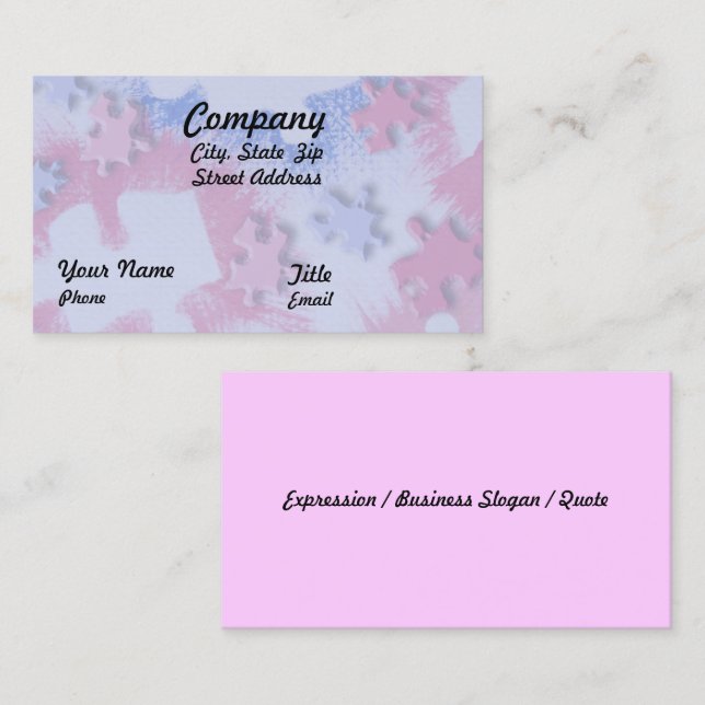 Rosa und blaue Puzzleteile Visitenkarte (Vorne/Hinten)