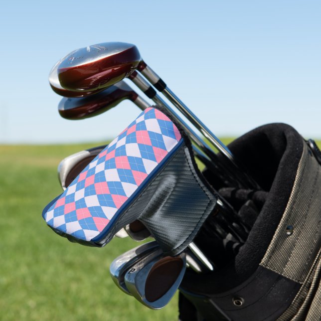 Rosa und blaue Raute Golf Head Cover Headcover (In Situ)