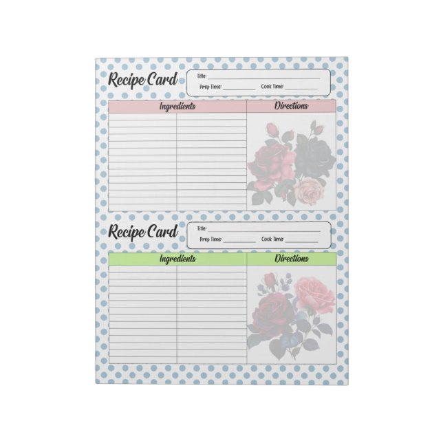Rosa und blaue Rezept Notizblock (Rotiert)