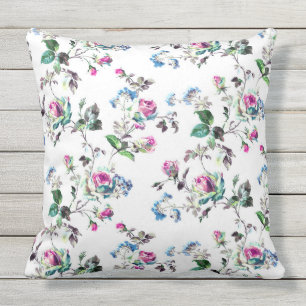 Rosa und blaue Rose Blume Außenpolster Kissen