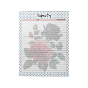 Rosa und blaue Rose Rezept Notizblock