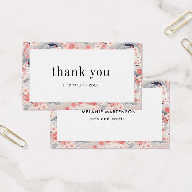 Rosa und blaue Sakura Blumenbestellung Danke Karte (Büro)