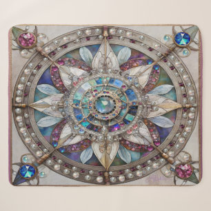 Rosa und Blaue Saphire Diamanten Perlen Mandala Sherpadecke