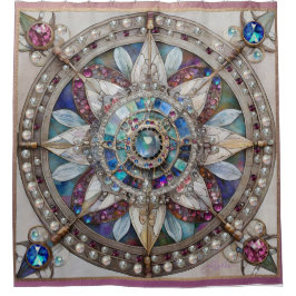 Rosa und blaue Saphire Diamonds Pearls Mandala Duschvorhang