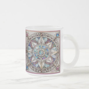 Rosa und blaue Saphire Diamonds Pearls Mandala Mattglastasse
