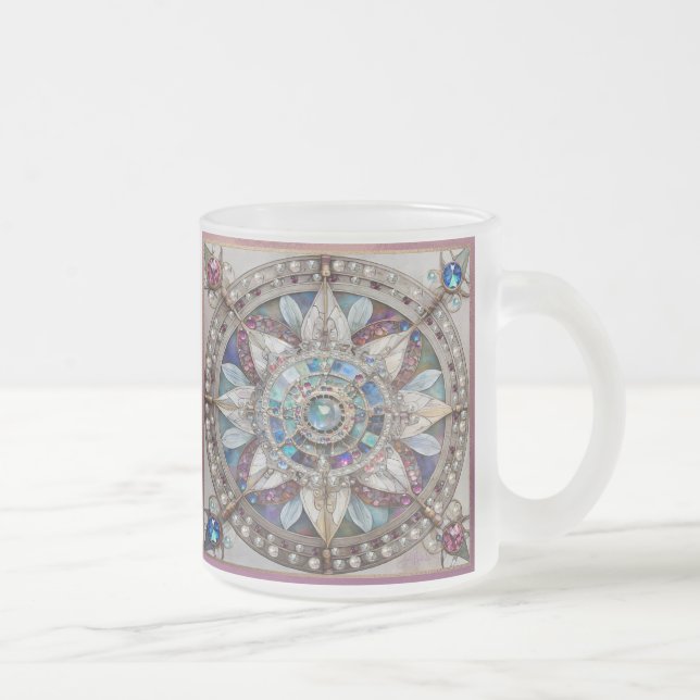 Rosa und blaue Saphire Diamonds Pearls Mandala Mattglastasse (Rechts)