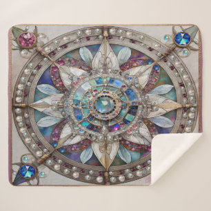 Rosa und blaue Saphire Diamonds Pearls Mandala Sherpadecke