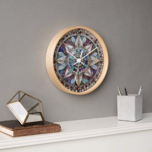 Rosa und blaue Saphire Diamonds Pearls Mandala Uhr