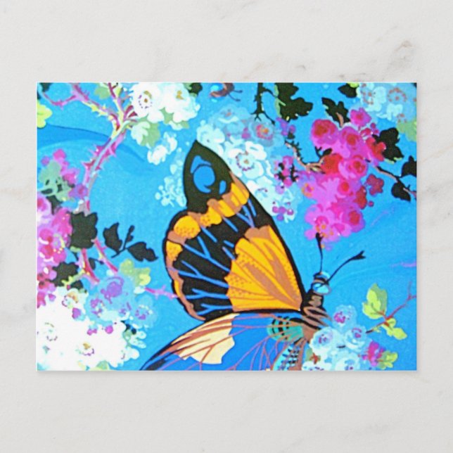 Rosa und blaue Schmetterlinge Postkarte (Vorderseite)