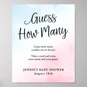 Rosa und blaue Schrift schätzen die Anzahl der Spi Poster