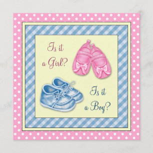 Rosa und blaue Schuhputzdusche Einladung