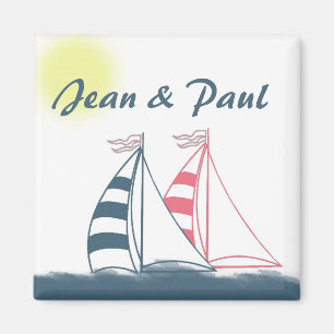 Rosa und blaue Segelboote Magnet