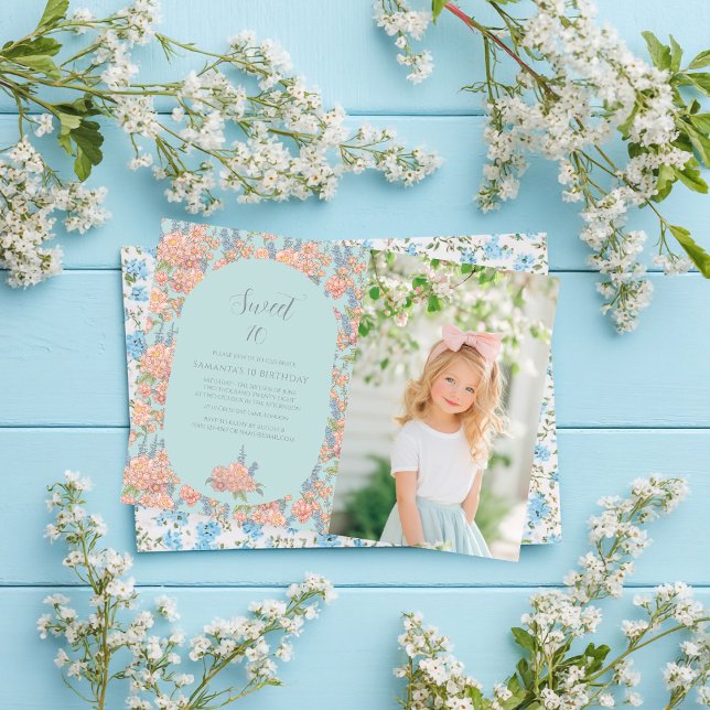 Rosa und blaue Shabby Chicen Geburtstag Einladung (Von Creator hochgeladen)